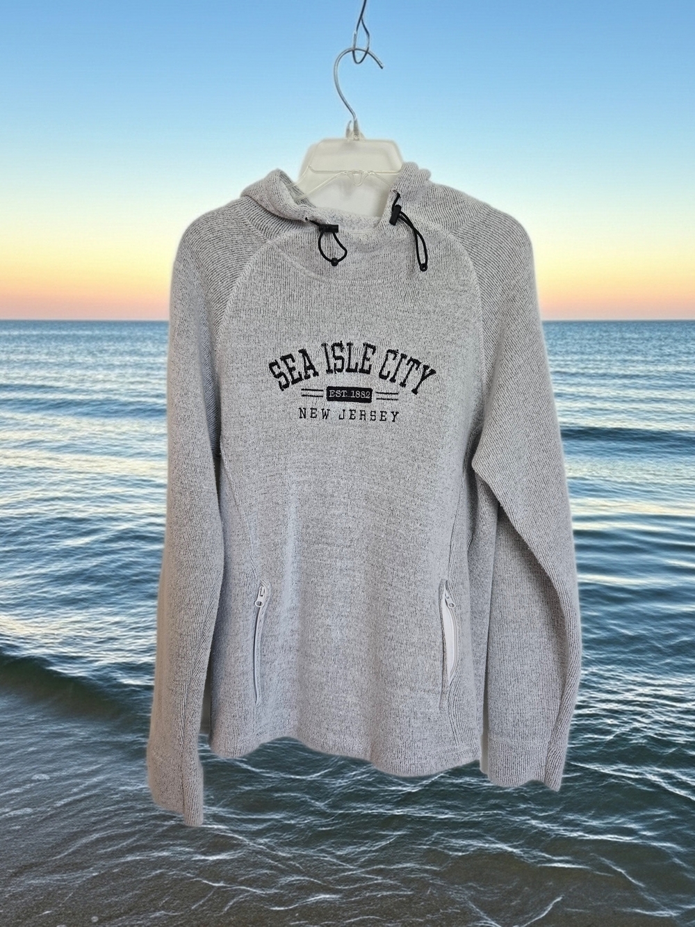 Isaac's Designs Sports Light Gray Hooded Pullover Kangaroo Pockets Women Size M